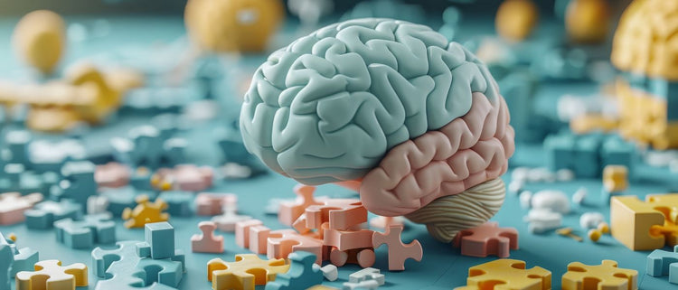 Blog of The Top Brain Exercises to Improve Cognitive Function which have image colorful brain and puzzle pieces