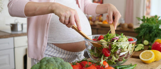 Blog of Why We Need a Pre-Pregnancy Detox (for Both Men & Women) which have image pregnant woman preparing a salad