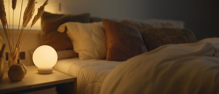 Blog of What is Core Sleep vs. Deep Sleep? And How Much Do You Really Need? which have image warm light next to a bed